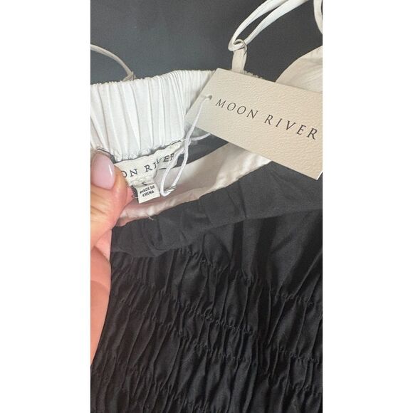 Moon River Smocked Midi Dress Contrast Size S NEW - Picture 3 of 4